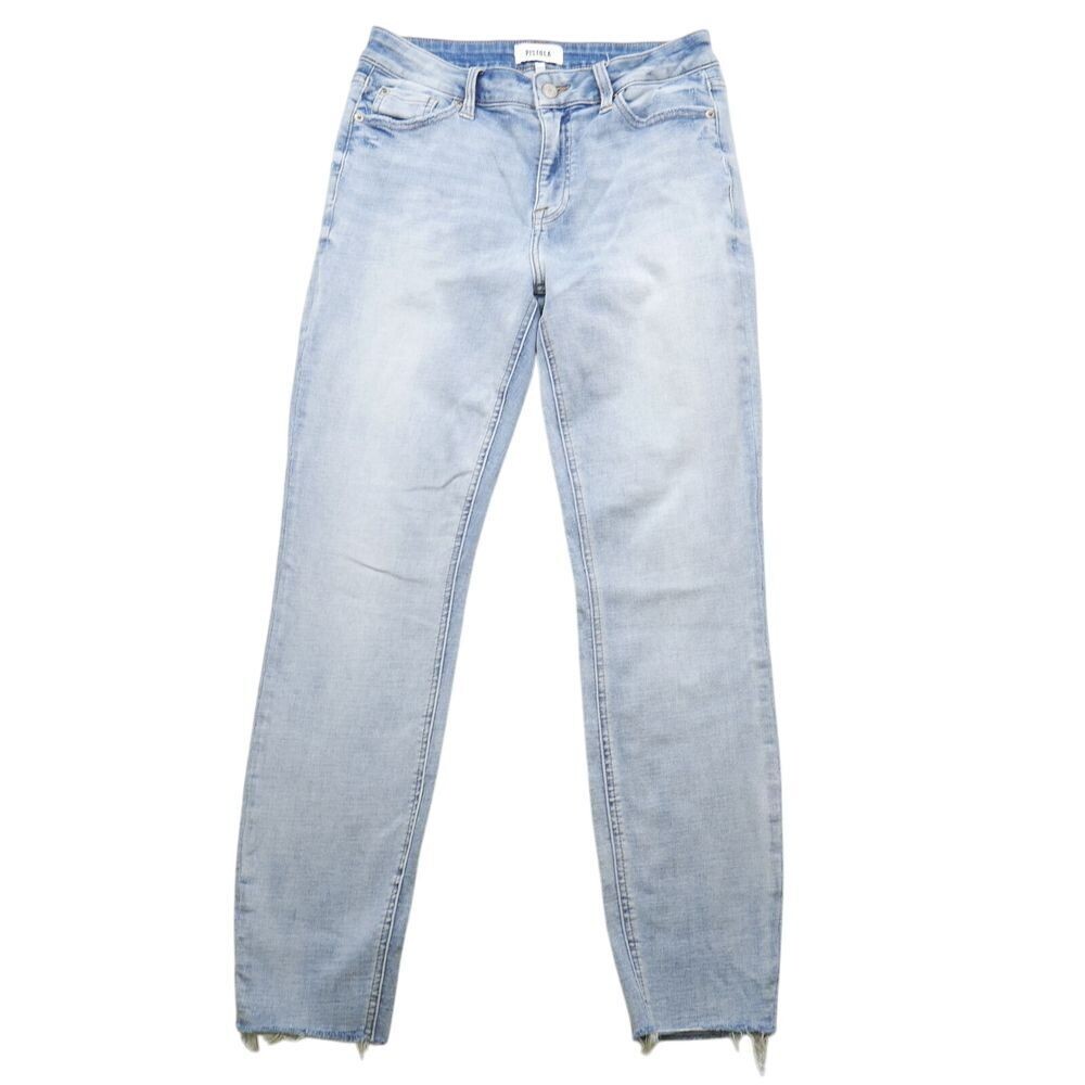 Pistola Jeans Womens Sz 27 Distressed Raw Hem Light Wash Ankle Skinny Denim